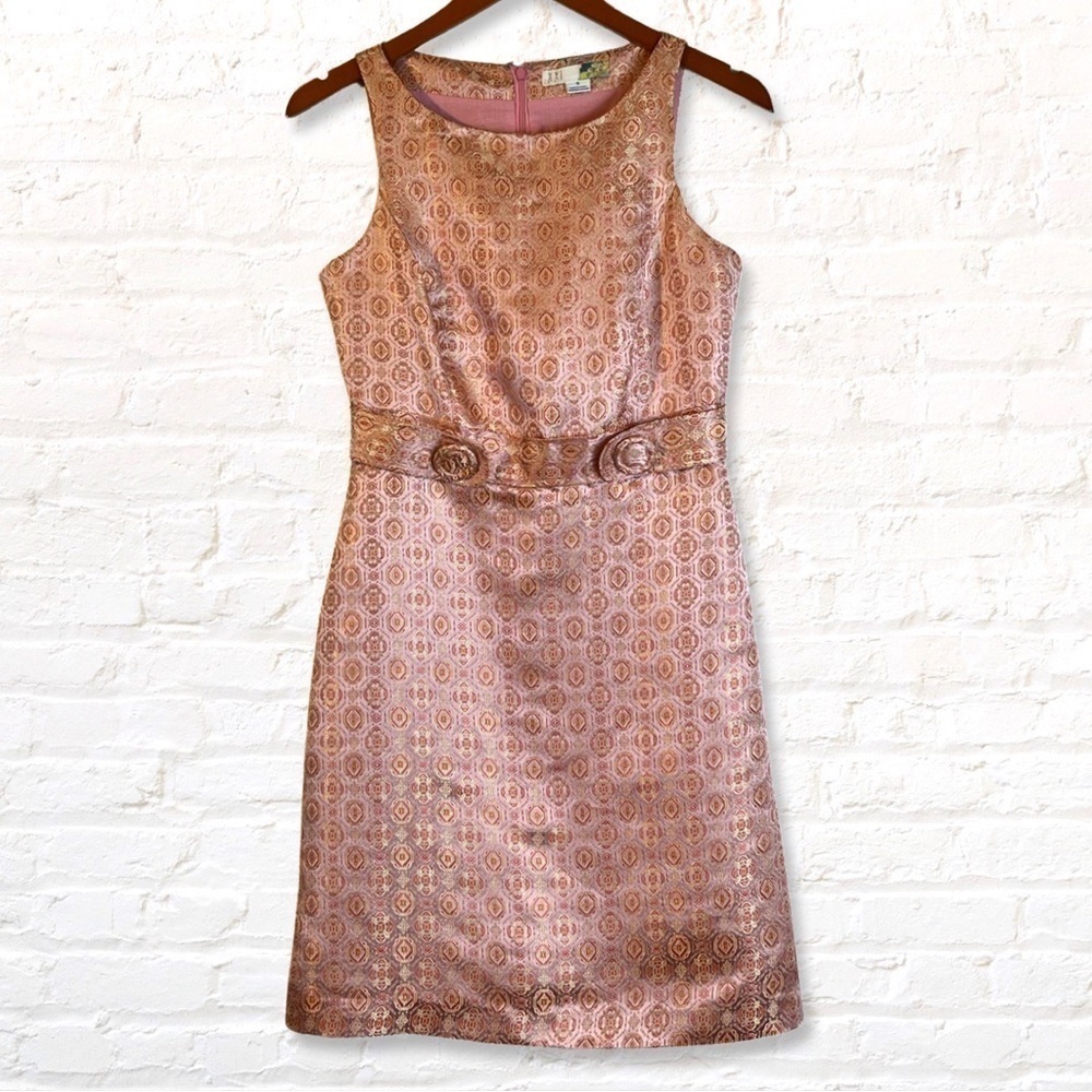 Forever 21 Metallic Pink Jacquard Mod Sheath Dress Size S